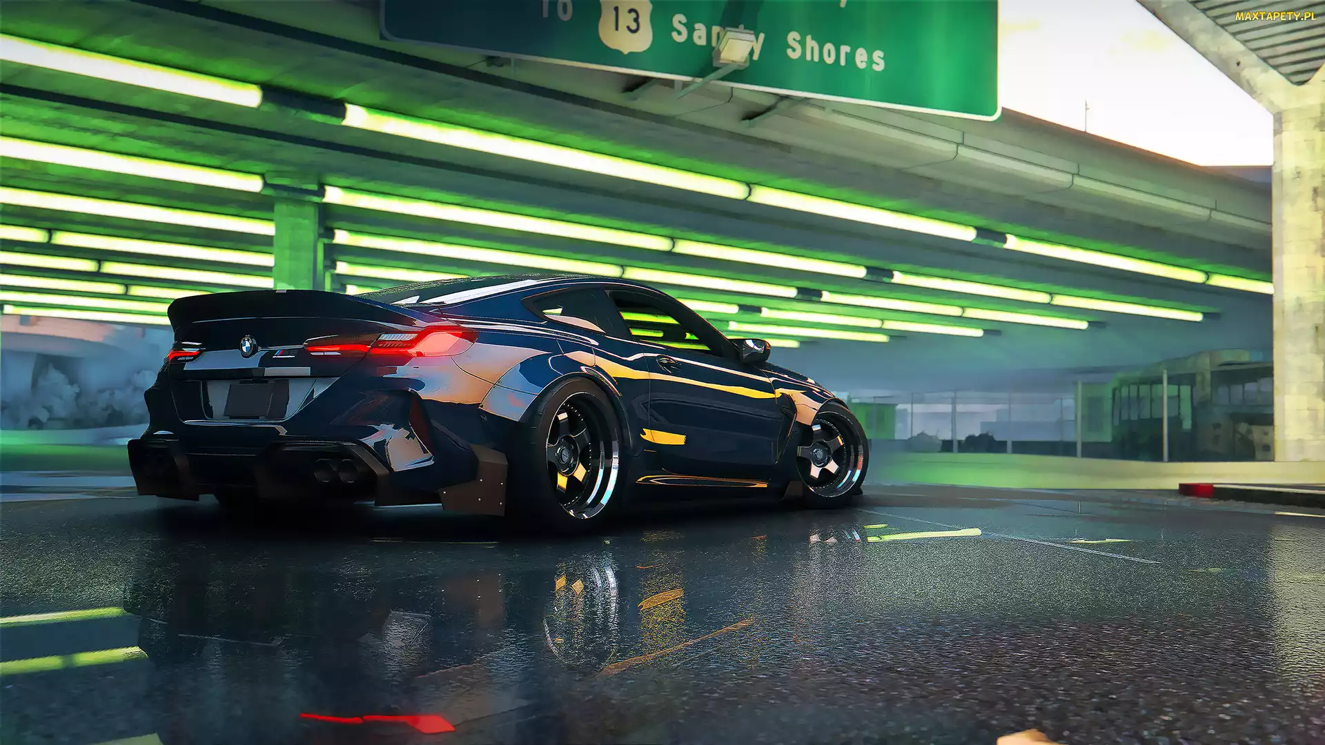 PC, Parking, Jarzeniówki, Gry, XBOX, GTA 5, Sportowy, PS4, BMW M8, Granatowe, Samochód, Tył