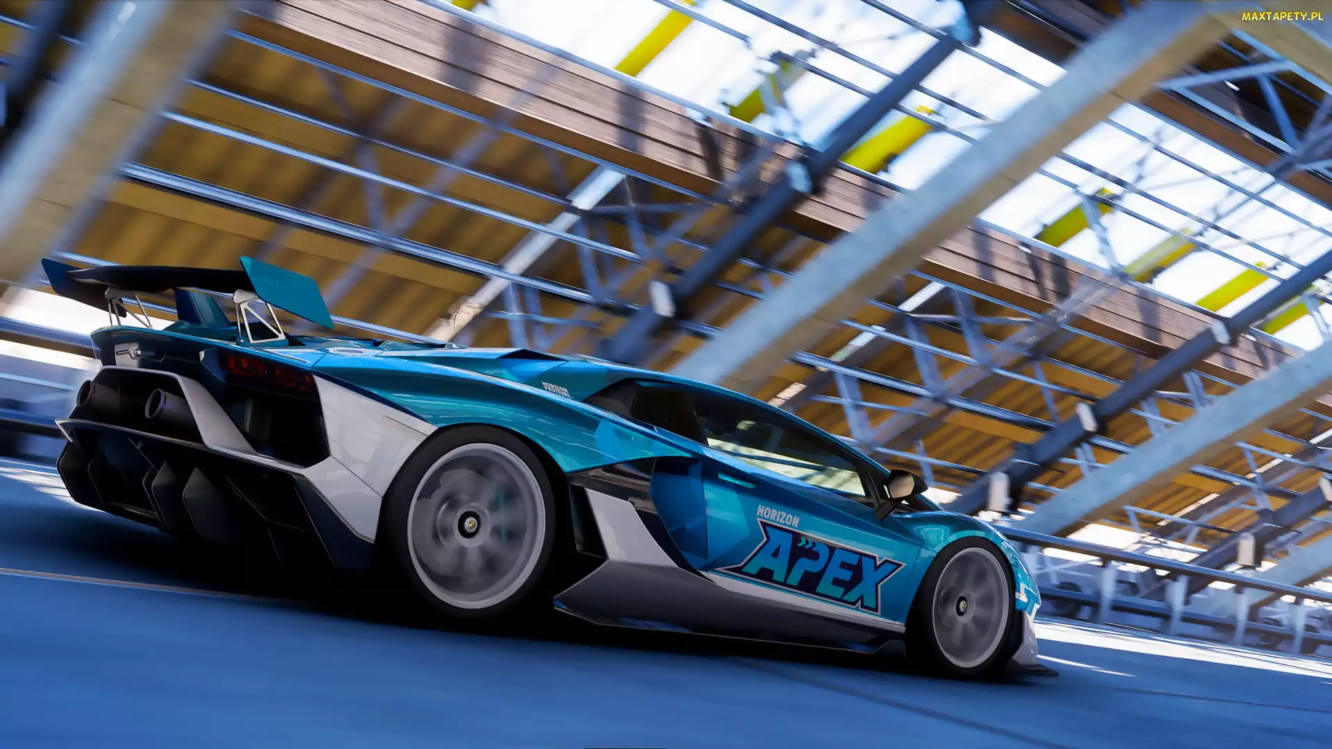 Kryty, Bok, Lamborghini Aventador SVJ, Tor, Tył, Forza Horizon 5, Niebieski