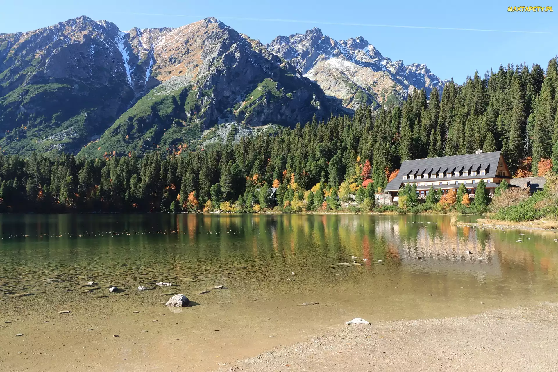 Słowacja, Tatry Wysokie, Popradzki Staw, Jezioro, Schronisko, Góry