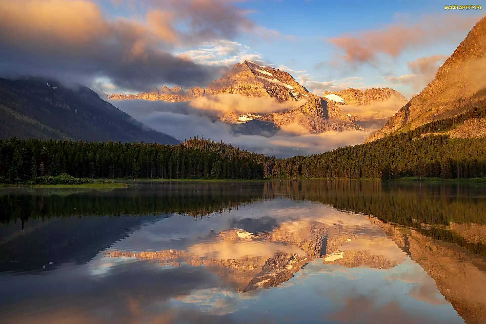 Stan Montana, Góry, Jezioro Swiftcurrent Lake, Park Narodowy Glacier, Stany Zjednoczone