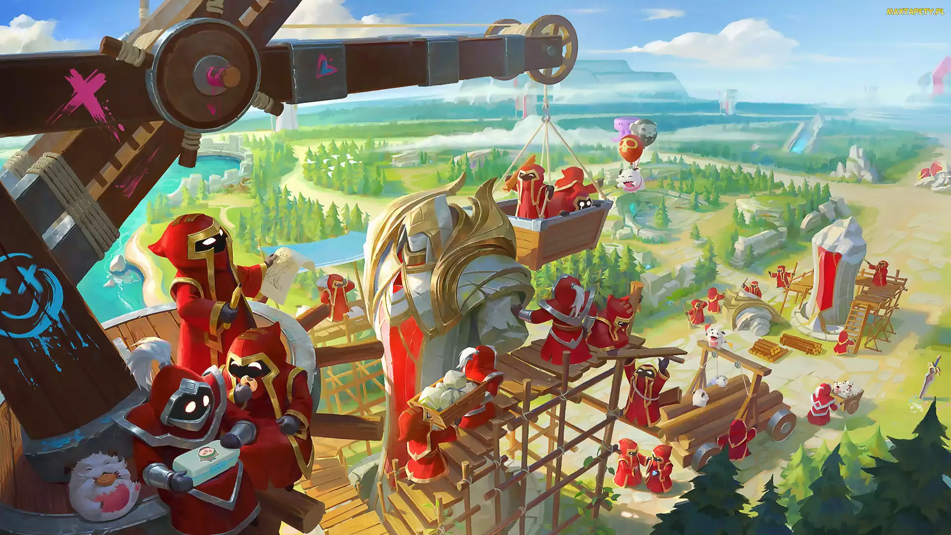 Rusztowanie, Dźwig, League of Legends Wild Rift, Posągi, Poro, Gra, Postacie