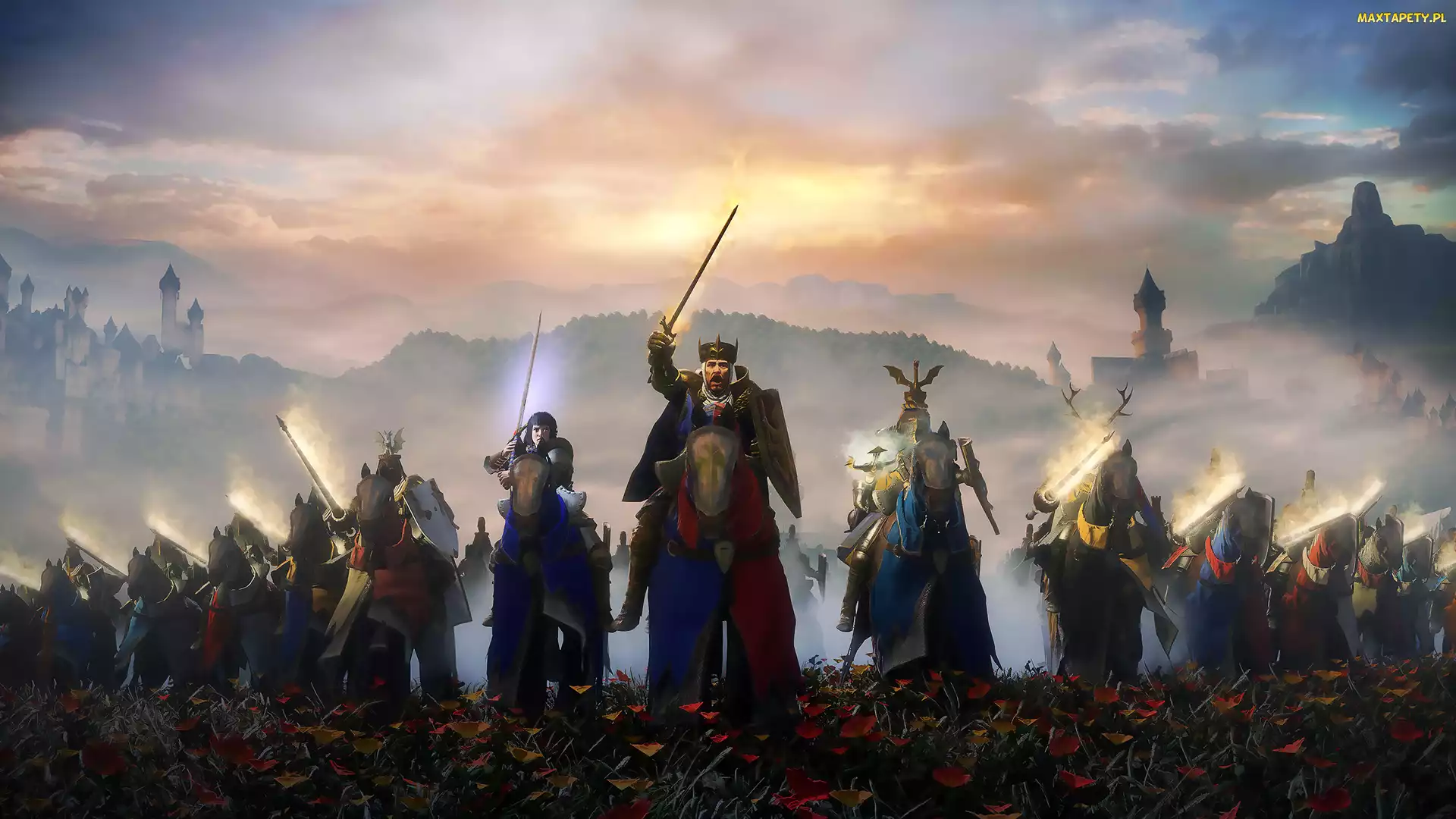 Włócznie, Miecze, Total War Warhammer III, Gra, Rycerze, Konie