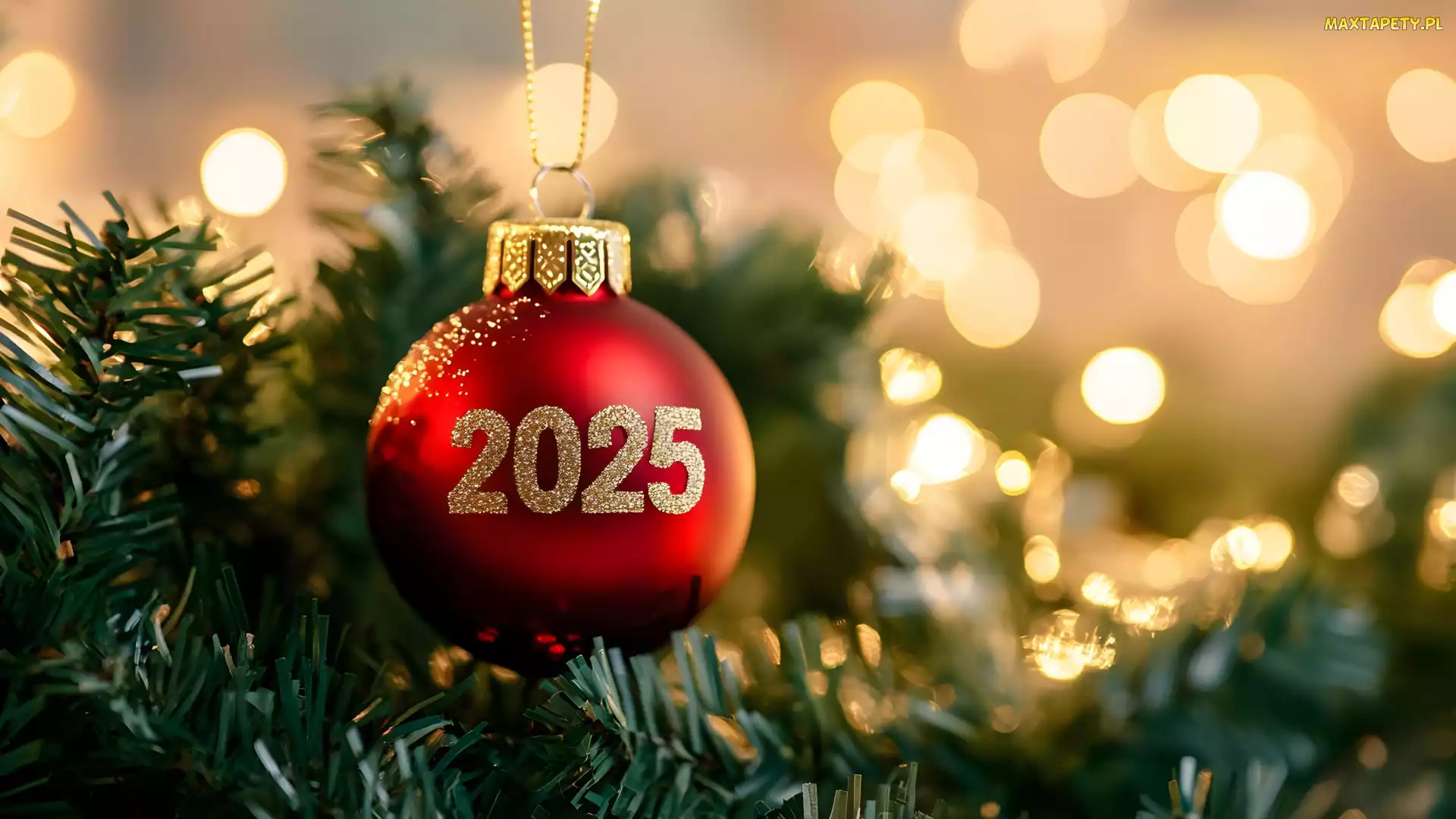 Czerwona, 2025, Nowy Rok, Bombka, Gałązki
