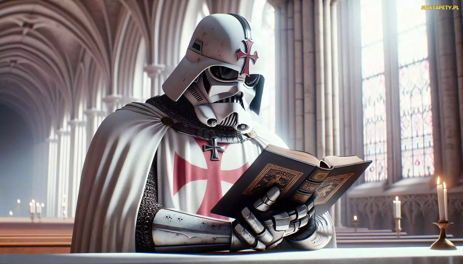 Książka, Templariusz, Mężczyzna, Grafika, Darth Vader, Zbroja