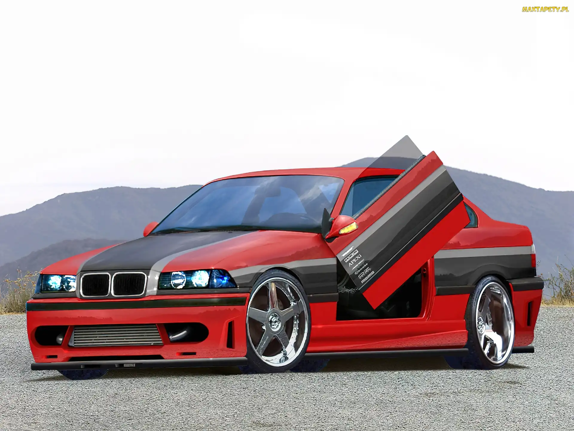 Czarny, Tuning, E36, BMW 3, Czerwony