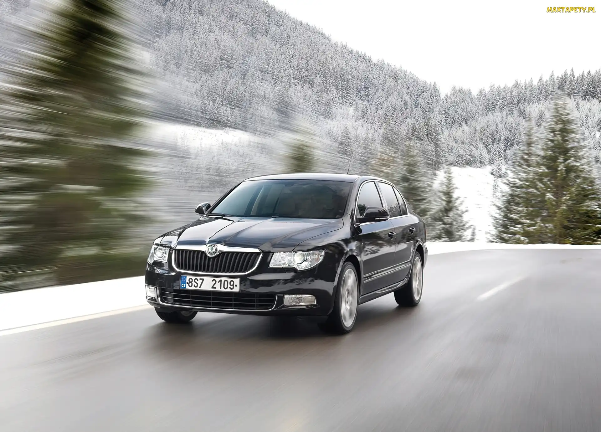 Czarna, Zima, Skoda Superb