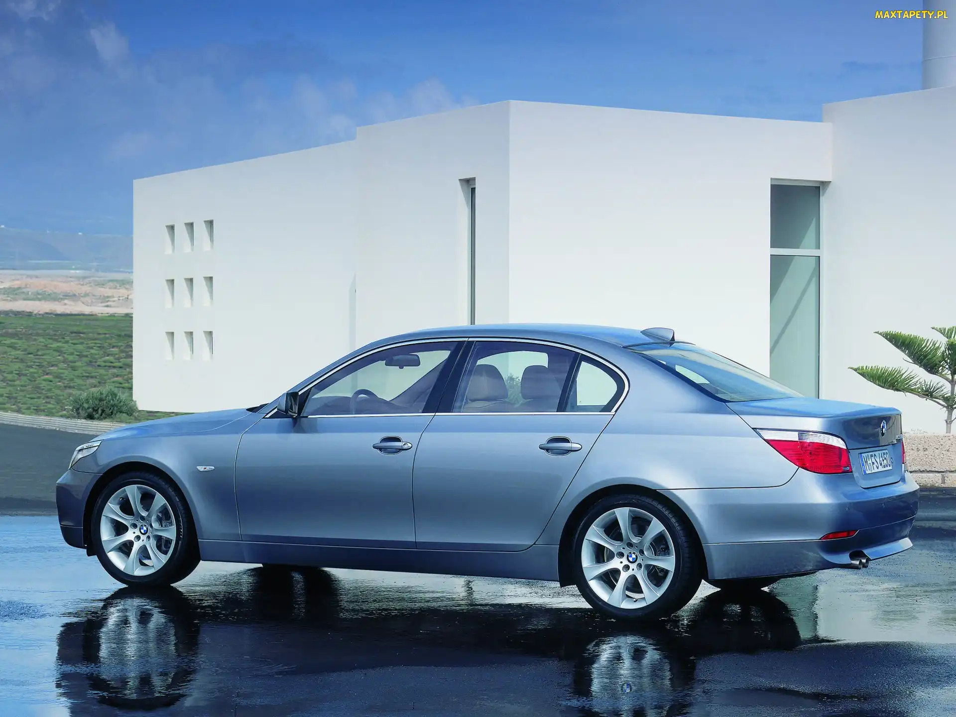 Błękitny, Budynek, E60, Biały, BMW 5