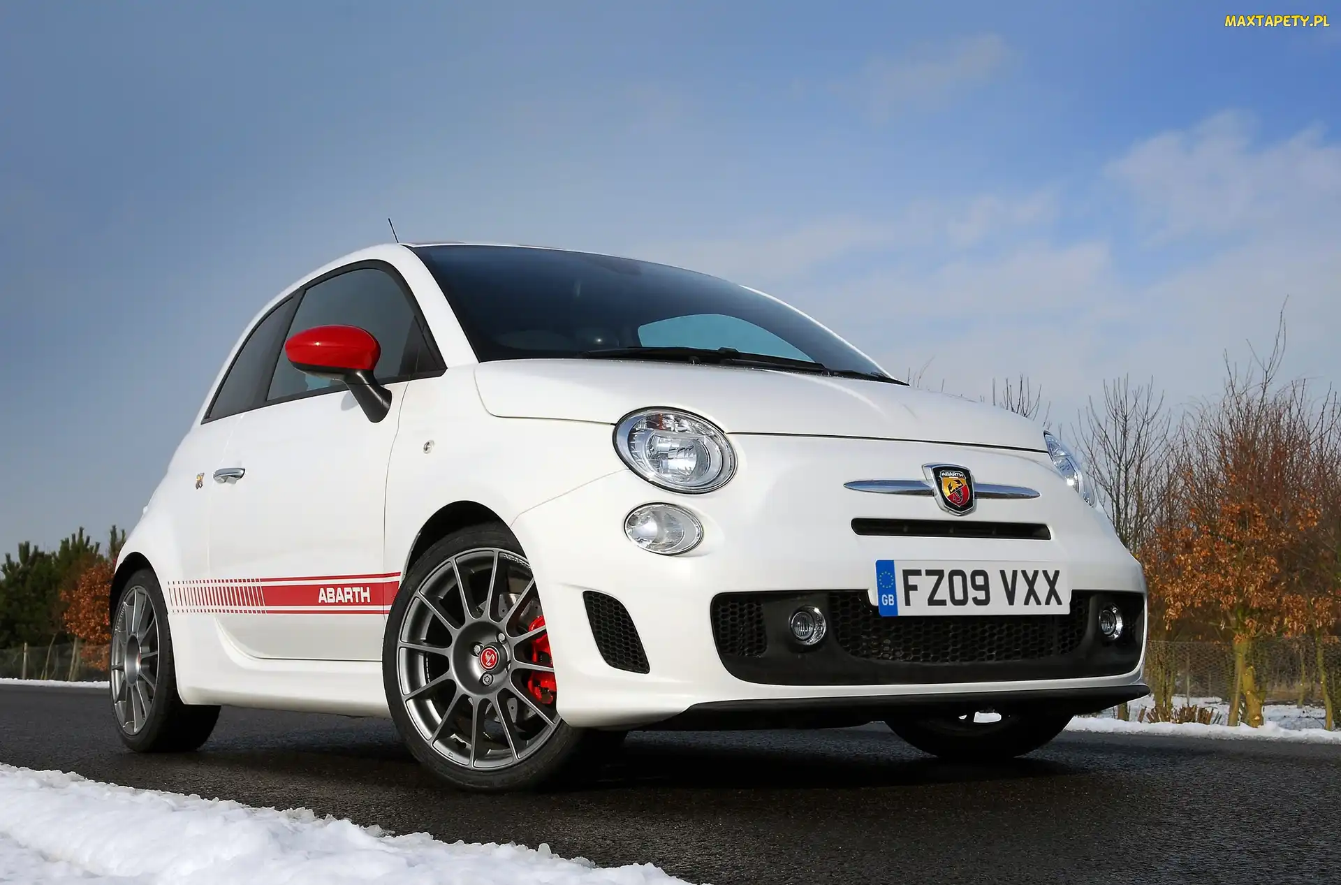 Zima, Śnieg, Biały, Abarth 500