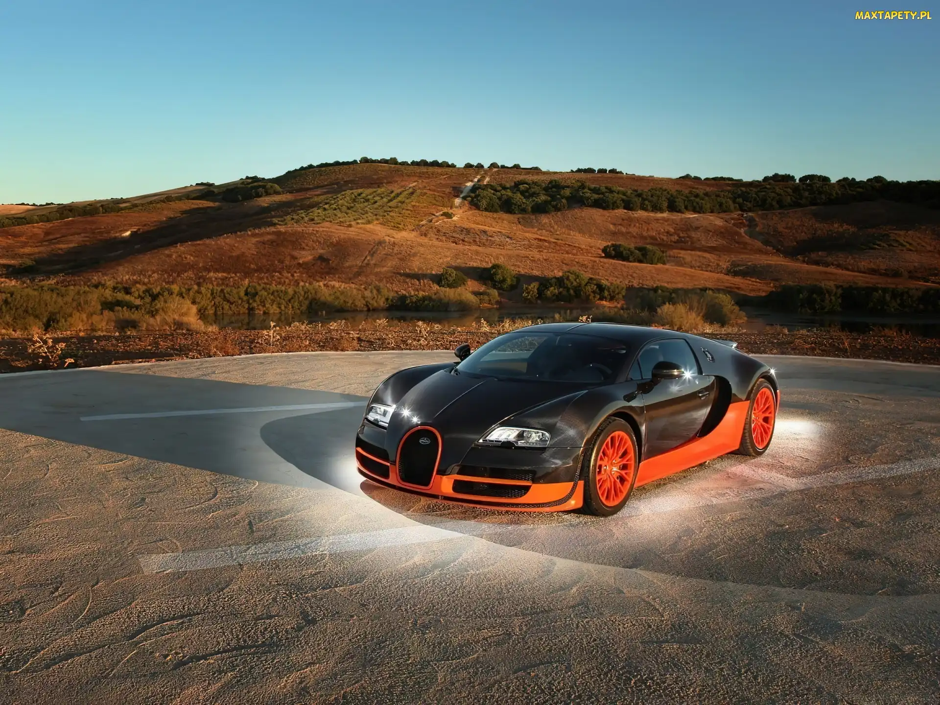 Czarno, Bugatti Veyron, Pomarańczowy