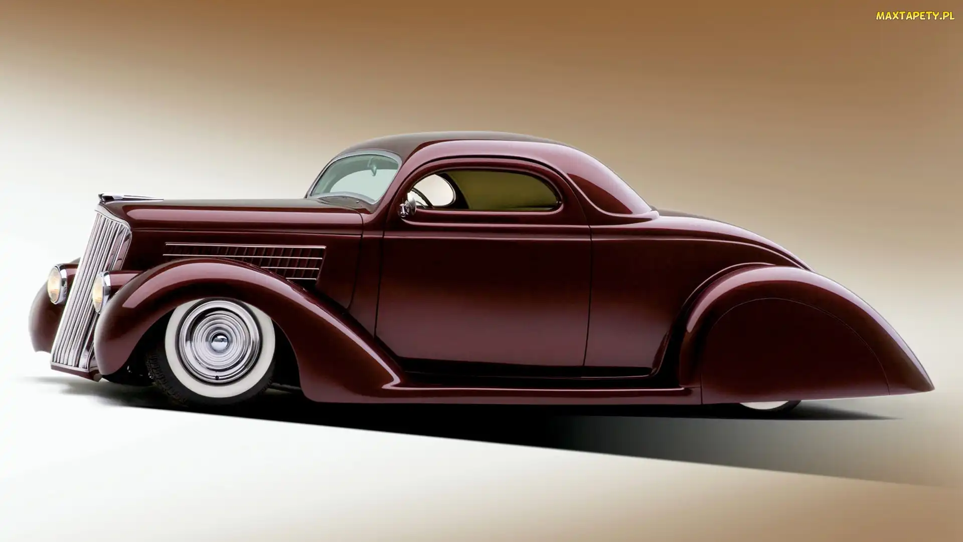 Bordowy, HotRod, Ford